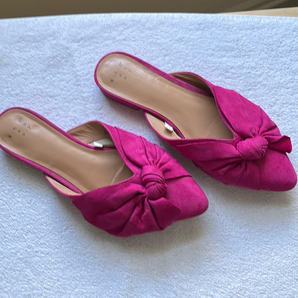 A New Day Magenta Bow Tie Mules- 7